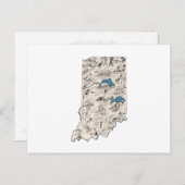 インディアナヴィンテージ写真マップアンティーク州グラフ ポストカード (正面/裏面)