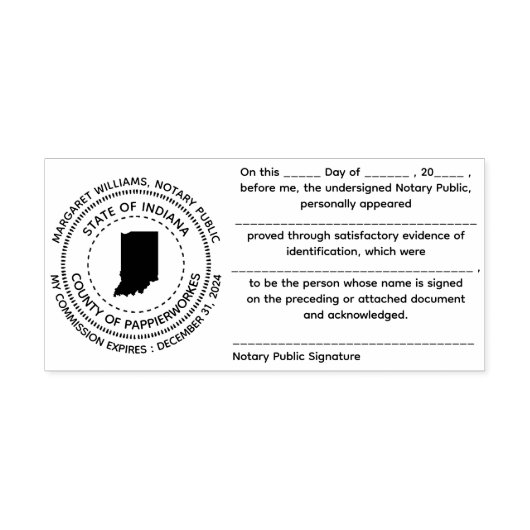 インディアナ公証書受領証スタンプ セルフインキングスタンプ (デザイン)