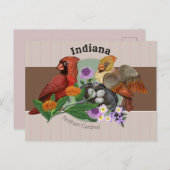 インディアナ北部深紅色と先住民植物 シーズンポストカード (正面/裏面)