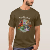 インディアナ北部深紅色と先住民植物 Tシャツ (正面)