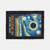 インディアナ太陽のトータルEclipse 2024星空の夜 フリースブランケット (正面(横))