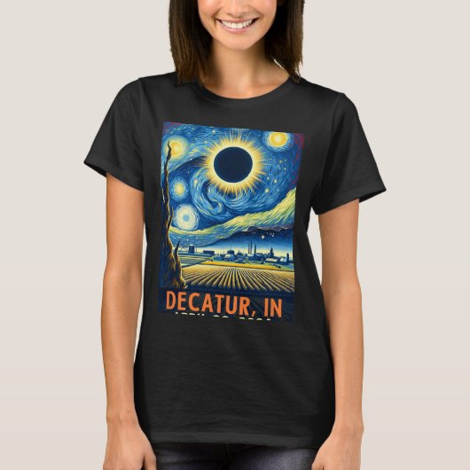 インディアナ太陽のトータルEclipse 2024星空の夜 Tシャツ (正面)