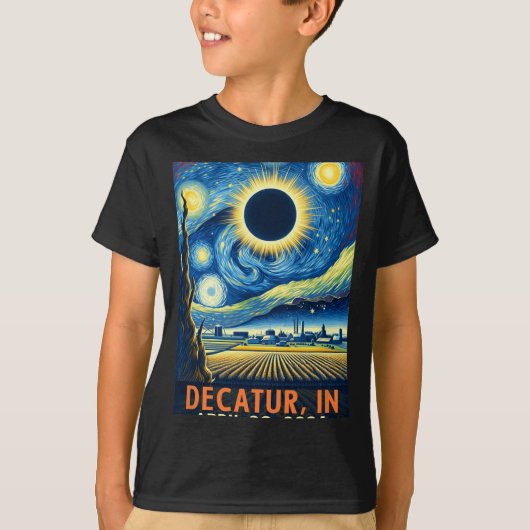 インディアナ太陽のトータルEclipse 2024星空の夜 Tシャツ (正面)