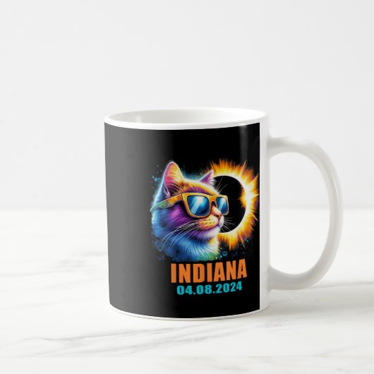 インディアナ太陽のトータルEclipse 2024猫食太陽の食 コーヒーマグカップ (右)