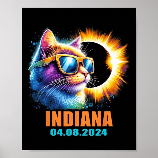 インディアナ太陽のトータルEclipse 2024猫食太陽の食 ポスター (正面)