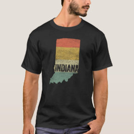 インディアナ州のビンテージ・レトロな夕焼けカラーマップ Tシャツ