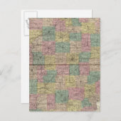 インディアナ州の新しい地区と町の地図 ポストカード (正面/裏面)