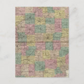 インディアナ州の新しい地区と町の地図 ポストカード (正面)