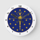 インディアナ州の旗 & インディアナ州のファッション/デザイン アメリカ ラウンド壁時計 (正面)