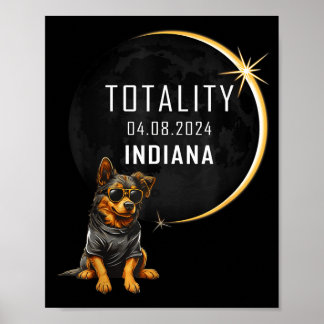 インディアナ州の皆既日食の面白い犬 ポスター