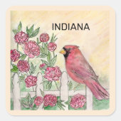 インディアナ州の鳥花 スクエアシール (正面)