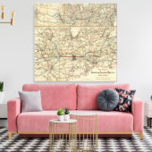 インディアナ州を示す地図 キャンバスプリント (インサイチュ (リビング))