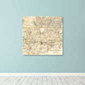 インディアナ州を示す地図 キャンバスプリント (インサイチュ (ウッドフロア))