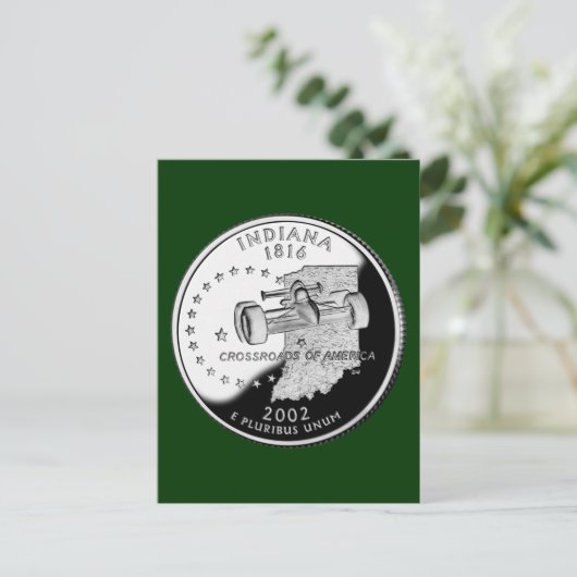 インディアナ州クォーターの裏側の偽物 ポストカード (スタンド正面)