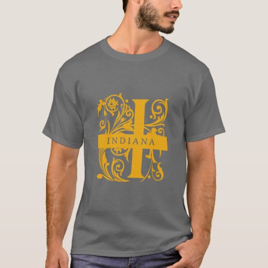 インディアナ州スプリットレターモノグラム Tシャツ (正面)