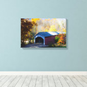 インディアナ州ナローカバー橋パークカウンティ キャンバスプリント (インサイチュ (ウッドフロア))