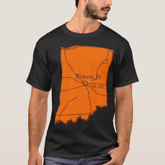 インディアナ州フィッシャーズ (オレンジ) Tシャツ (正面)