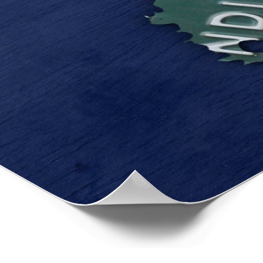 インディアナ州ライセンスプレートマップ ポスター (角)