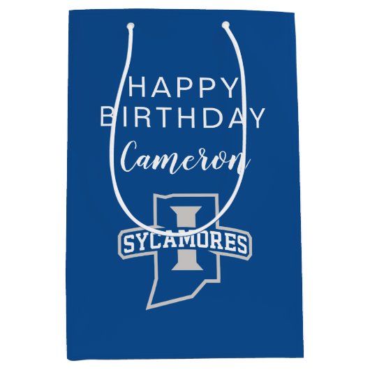 インディアナ州リーフ誕生日 ミディアムペーパーバッグ (正面)