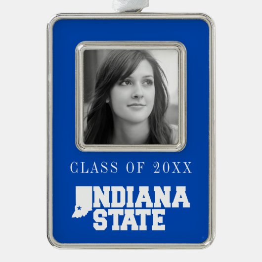 インディアナ州ロゴ シルバープレートフレームオーナメント (正面)