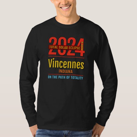 インディアナ州ヴィンセンス 2024年皆既日食 4 Tシャツ (正面)