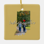 インディアナ州写真の挿入物と町名 セラミックオーナメント (正面)