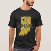インディアナ州地図と文字 Tシャツ (正面)