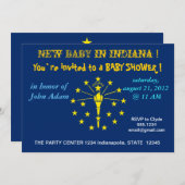 インディアナ州旗を持つベビーシャワー招待状 招待状 (正面/裏面)