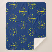 インディアナ州旗を持つ愛国的シェルパ毛布 シェルパブランケット (正面)