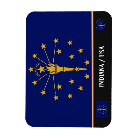 インディアナ州旗&インディアナ州/トラベルアメリカ マグネット (縦)