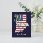 インディアナ州統一された州レトロマップヴィンテージUSA シーズンポストカード (スタンド正面)