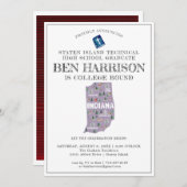 インディアナ州 |大学進学パーティー 招待状 (正面/裏面)