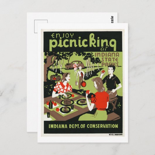 インディアナ楽しむ州パークスヴィンテージ ポストカード (正面/裏面)
