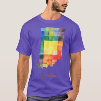 インディアナ水彩地図ペイント オーバーサイズ Tシャツ