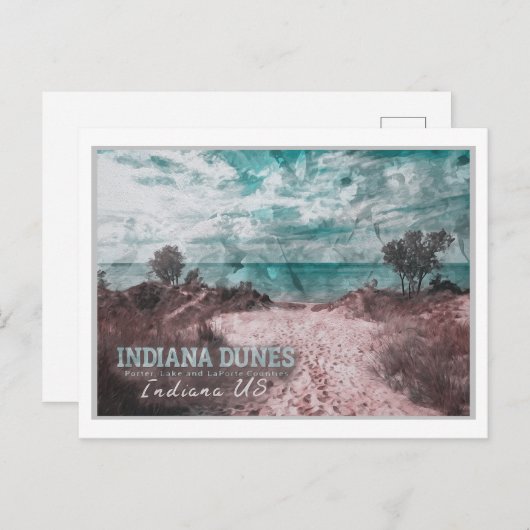 インディアナ砂丘の水彩 – インディアナ統一された州 ポストカード (正面/裏面)