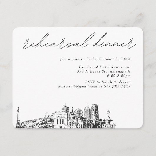 インディアナ結婚アポリスのリハエレガントーサルディナー エンクロージャーカード (正面)