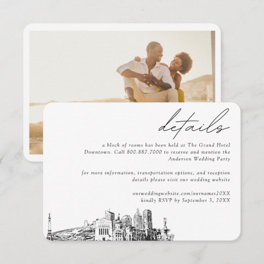 インディアナ結婚ポリスホテルルームブロック詳細 エンクロージャーカード (正面/裏面)