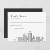 インディアナ結婚ポリス |スタイル化されたスカイラインRSVP 出欠カード (正面/裏面)