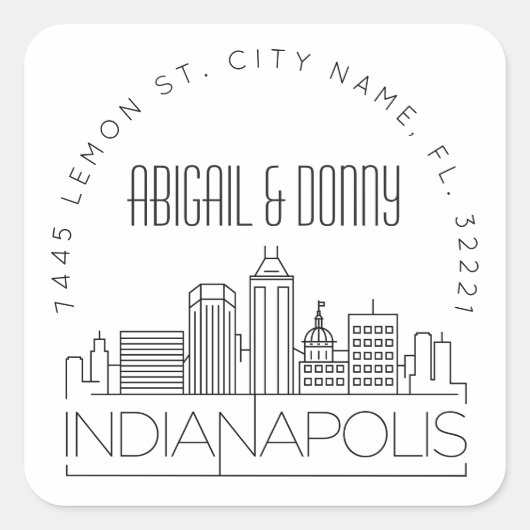 インディアナ結婚ポリス |事前にアドレス指定された封筒用シール スクエアシール (正面)