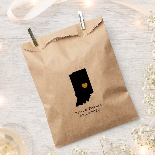 インディアナ結婚式の引き出物トリートサックス、抱き枕 フェイバーバッグ (クリップ留めされた状態)