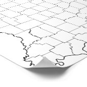 インディアナ郡の空白の概要マップ ポスター (角)