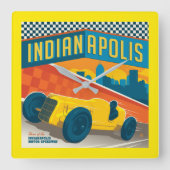 インディアナ，インディアナポリス |ヴィンテージレーサー スクエア壁時計 (正面)