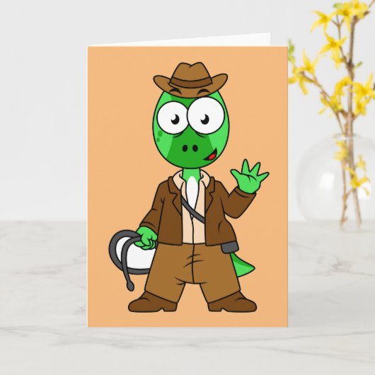 インディアナ・ジョーンズの格好をしたパラショロフォス。 カード (黄色い花)