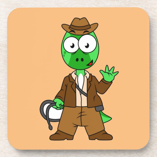 インディアナ・ジョーンズの格好をしたパラショロフォス。 コースター (正面)