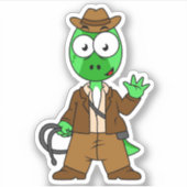 インディアナ・ジョーンズの格好をしたパラショロフォス。 シール (正面)