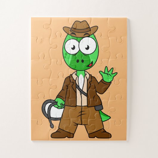 インディアナ・ジョーンズの格好をしたパラショロフォス。 ジグソーパズル (縦)