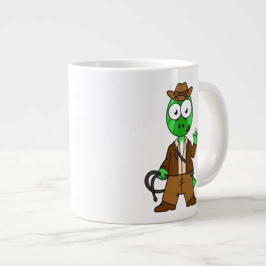 インディアナ・ジョーンズの格好をしたパラショロフォス。 ジャンボコーヒーマグカップ (正面右)