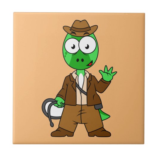 インディアナ・ジョーンズの格好をしたパラショロフォス。 タイル (正面)