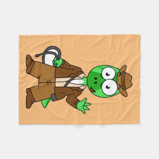 インディアナ・ジョーンズの格好をしたパラショロフォス。 フリースブランケット (正面(横))