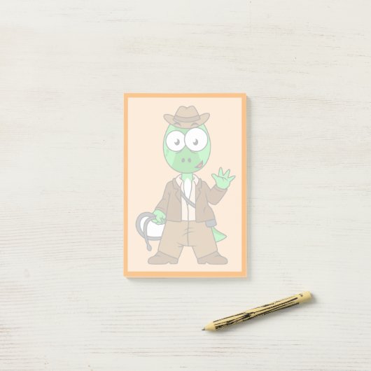 インディアナ・ジョーンズの格好をしたパラショロフォス。 ポストイット (デスク上)